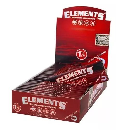 Caixa De Seda Elements Red Vermelha 1 1/4 78mm 25 Pacote Imã